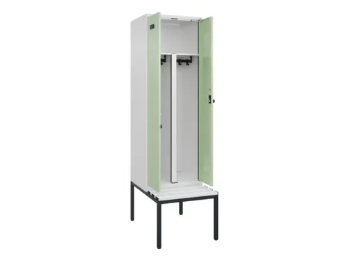 PBM-locker met bank,HxBxD 2120x600x815mm,2vak,vak B 300mm,draaigrendel