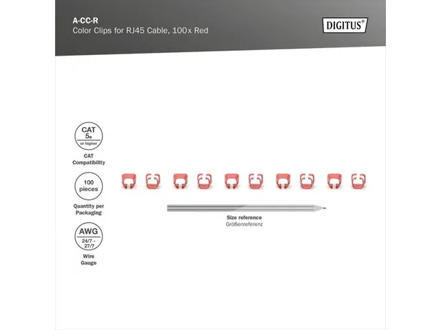 Kleurclips voor RJ45-kabels Rood verpakking van 100 stuks