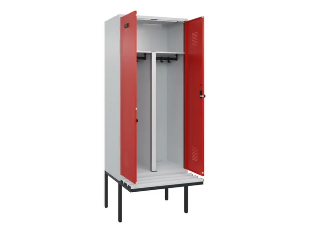 PBM-locker met bank,HxBxD 2120x800x815mm,2vak,vak B 400mm,draaigrendel