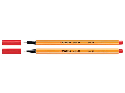 Fineliner STABILO point 88/40 rood 0.4mm