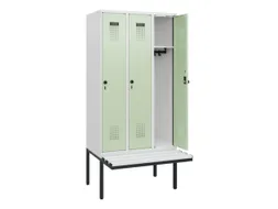 locker met bank,HxBxD 1950x900x815mm,3vak,vak B 300mm,draaigrendel