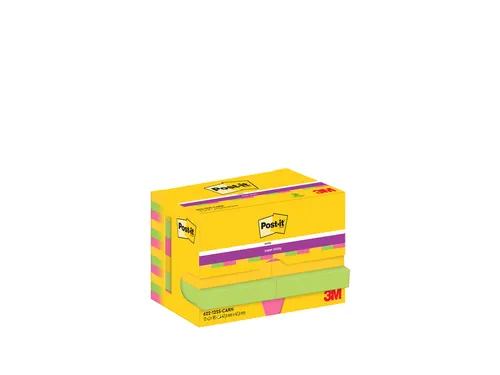 Memoblok Post-it 622 Super Sticky 47,6x47,6mm Carnival 12 stuks
