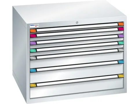 ladekast 800x1005x695mm 7laden cilinderslot RAL7035 front RAL7035