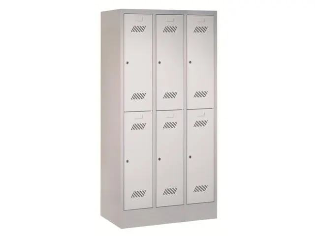 dubbeldekse locker,HxBxD 1850x900x500mm,3x2vak.,RAL7035,front RAL7035