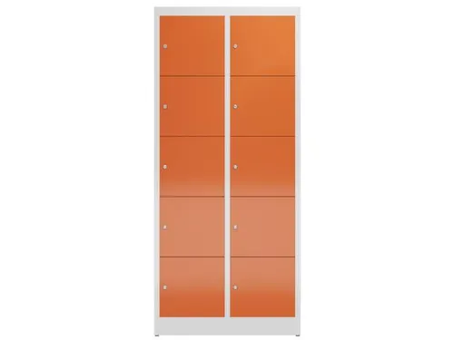 lockerkast,HxBxD 1800x800x500mm,2x5vakken,cil.-slot,romp RAL7035