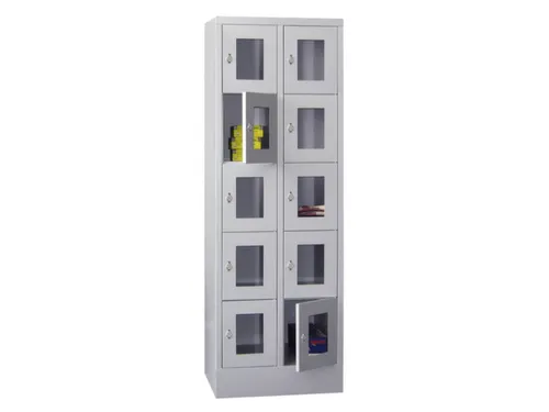 lockerkast,HxBxD 1850x600x500mm,2x5vakken,RAL7035,front RAL3000
