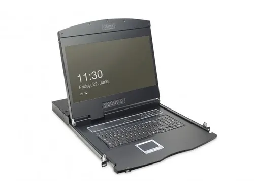 19 inch LCD KVM-console 8-poorts VGA Duits toetsenbord Zwart