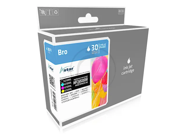 Astar Brother LC129XL VALBPDR MFCJ Inkt CMYK HC Rebuilt set van 4