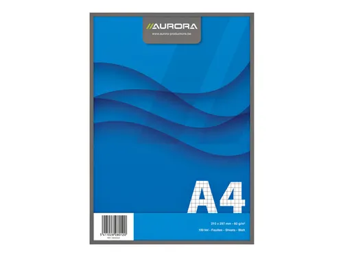 Schrijfblok Aurora A4 ruit 5x5mm 100 vel 60gr blauw