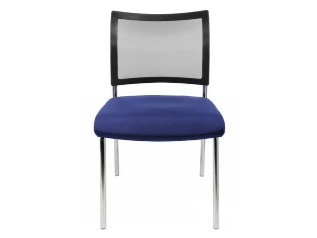 Bezoekersstoel Blauw Stof Zitting Rugleuning Netbekleding Zwart