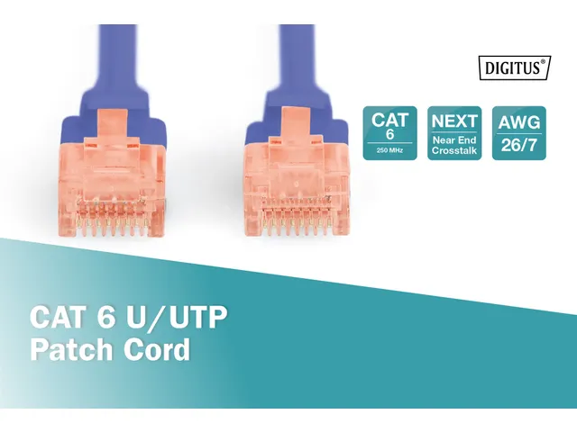 CAT 6 U-UTP patchkabel, PVC AWG 26/7 Lengte 5m Blauw