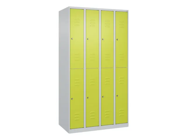 dubbeldekse locker,HxBxD 1850x1000x500mm,4x2vak.,vak B 250mm,cil.-slot