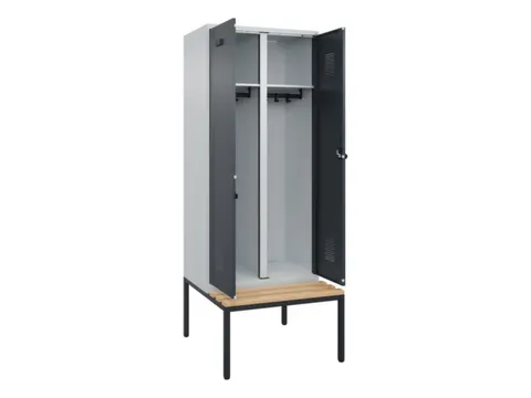 locker met bank,voor scheiding van kleding,HxBxD 2120x800x815mm,2vak