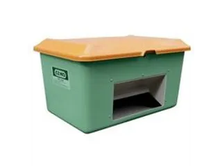strooigoedbak,400l,GVK,groen,deksel oranje,wanden m. ingreep - 1