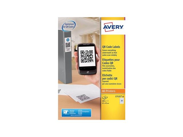 Avery Printbare Qr-etiketten Ft 45x45mm (b X H), 400 Stuks | EtiketWinkel.nl