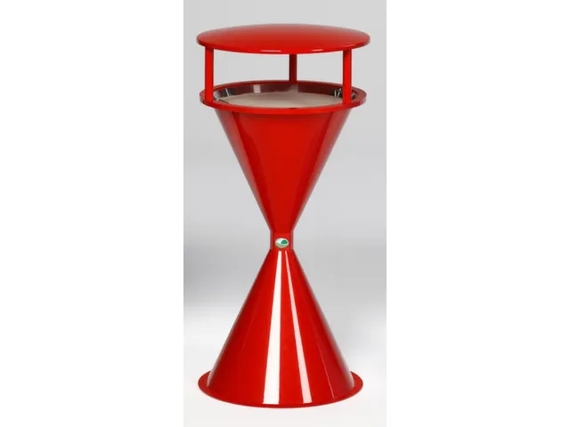 Staande Asbak Met Overkapping Ronde Voet Rood