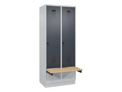 locker met bank,HxBxD 1950x800x815mm,2vak,vak B 400mm,draaigrendel