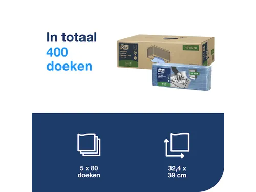 Tork 190578 Industrial Low-lint Gevouwen Reinigingsdoek Blauw W4