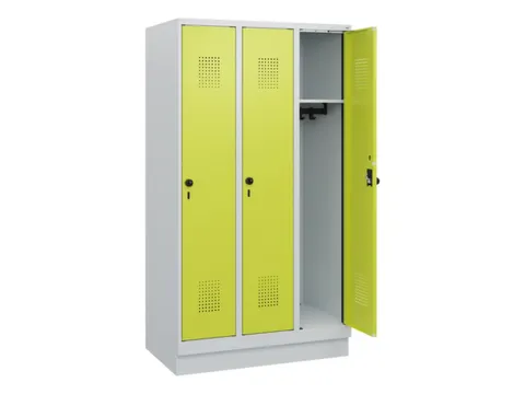 schoollocker,HxBxD 1630x900x500mm,3vak,vak B 300mm,draaigrendel,sokkel