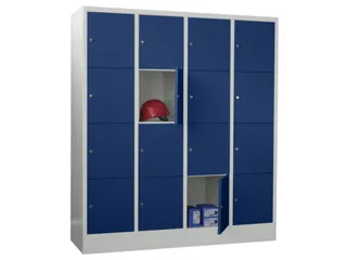 lockerkast,HxBxD 1850x1600x500mm,4x4vakken,RAL7035,front RAL5010 - 2