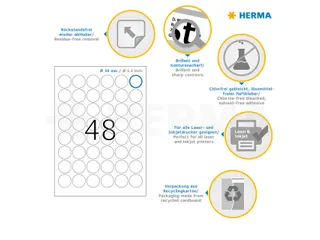HERMA 4387 Verwijderbare etiketten A4 Rond 30mm Wit 1200 stuks - 3