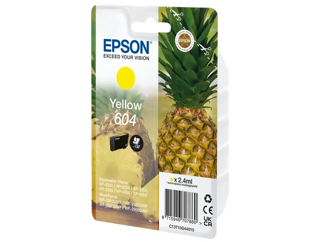 Epson 604, Normaal rendement, Geel, 2,4 ml, 1 stuk(s), Enkele verpakki
