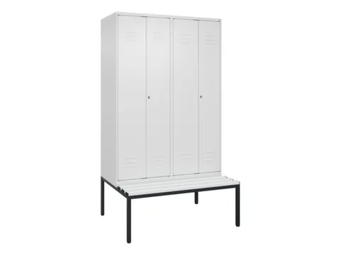 PBM-locker met bank,HxBxD 2120x1200x815mm,4vak,vak B 300mm,cil.-slot