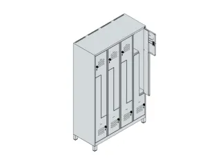 Z-garderobekast,HxBxD 1950x1200x500mm,vak B 150/300mm,cil.-slot,voeten - 3