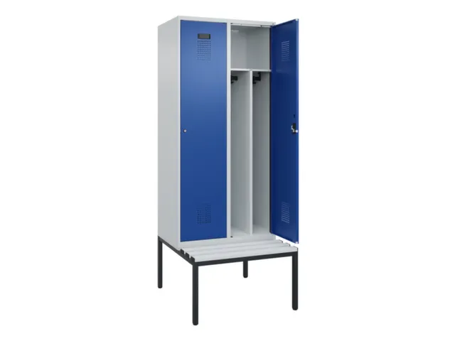 locker met bank,voor scheiding van kleding,HxBxD 2120x800x815mm,2vak