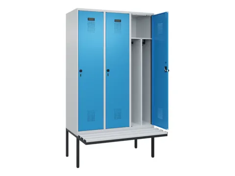 locker met bank,voor scheiding van kleding,HxBxD 2120x1200x815mm,3vak