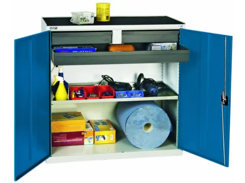 Gereedschapskast 1000x1000x513mm 2legborden 3laden Ral7035 Ral5010