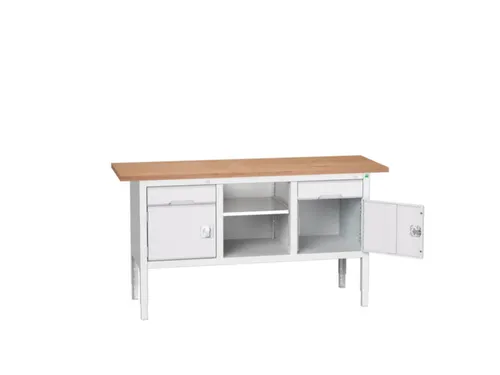 werkbank,HxBxD 830-930x1750x600mm,multiplexblad,uitrusting: 2laden