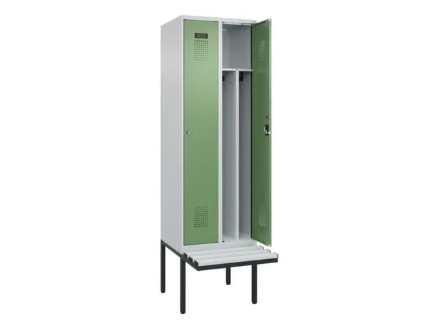 locker met bank,voor scheiding van kleding,HxBxD 2120x600x815mm,2vak