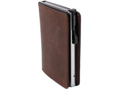 Pasjeshouder Clicksafe RFID jachtleer BR/ZI 6 pasjes met opbergvak voo