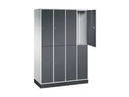 Dubbeldekse garderobekast,HxBxD 1950x1220x500mm,4x2vak.,vak B 260mm