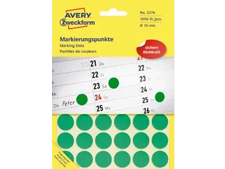 Avery Zweckform Ronde etiketten diameter 18 mm groen 1056 stuks - 1