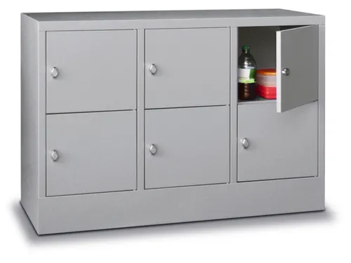 lockerkast,HxBxD 855x1200x500mm,3x2vakken,RAL7035,front RAL7035