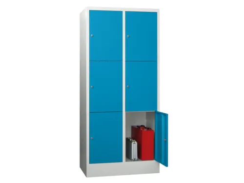 lockerkast,HxBxD 1850x800x500mm,2x3vakken,RAL7035,front RAL5012