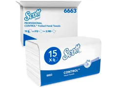 Handdoek Scott i-vouw 1-laags 21.5x31.5cm wit 15x212stuks 6663