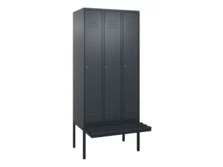 locker met bank,HxBxD 2120x900x815mm,3vak,vak B 300mm,cil.-slot - 1