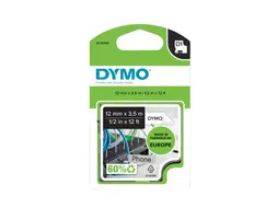 Labeltape Dymo 16953 D1 718040 12mmx3.5m nylon zwart op wit S0718040