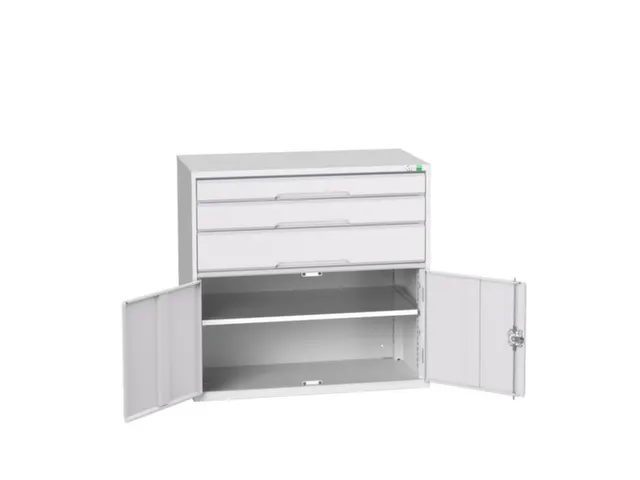 ladekast HxBxD 1000x1050x550mm 3laden volledig uittrekbaar RAL7035