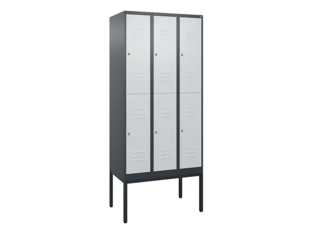 dubbeldekse locker,HxBxD 2120x900x500mm,3x2vak.,vak B 300mm,cil.-slot