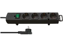 Stekkerdoos Brennenstuhl Comfort Plus 4vdg incl platte stekker 2m zw