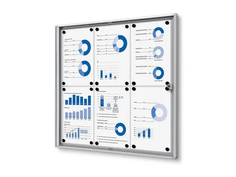 Vitrinebord Quantore voor binnen 6x A4 zilver