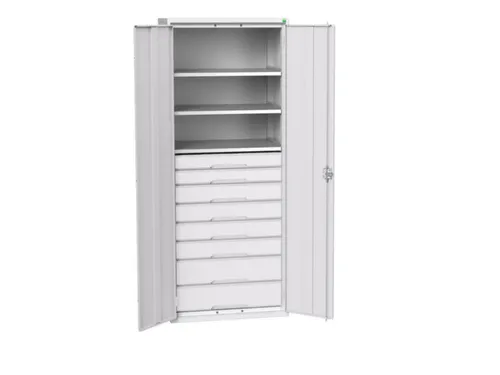 universele kast,HxBxD 2000x800x550mm,3xStalen bodem,8lade(n)