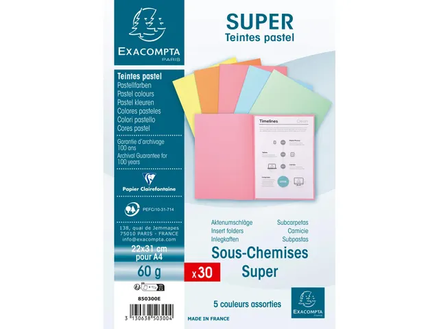 Pak van 30 dossiermappen 22x31cm Assorti