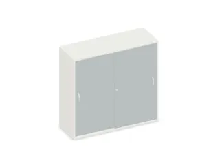 Schuifdeurkast 1150x1200x430mm Romp Wit Decor Front Lichtgrijs - 1