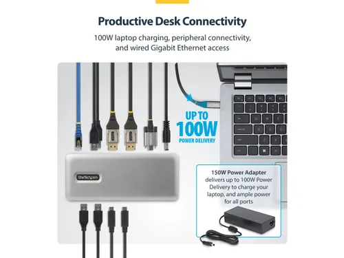StarTech USB-C Docking Station 2x DP 4K60, 1GbE, 100W PD