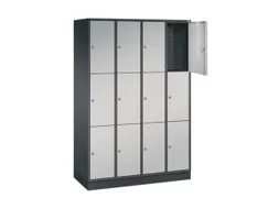 lockerkast,HxBxD 1950x1220x500mm,4x3vakken,cil.-slot,sokkel